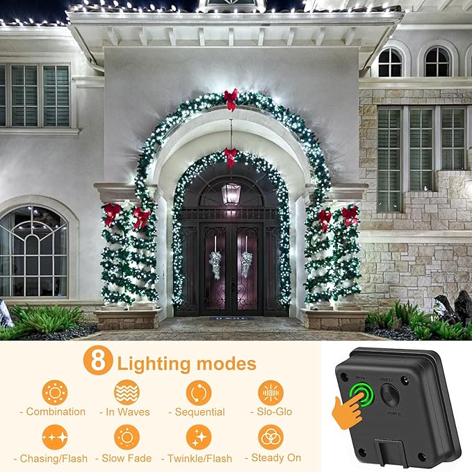 2 Pack Solar String Lights for Outside, Each 79Ft 240 LED Solar Lights Outdoor, 8 Modes Waterproof Solar Powered Christmas Twinkle Light for Backyard Patio Tree Party Garden Decoration, White