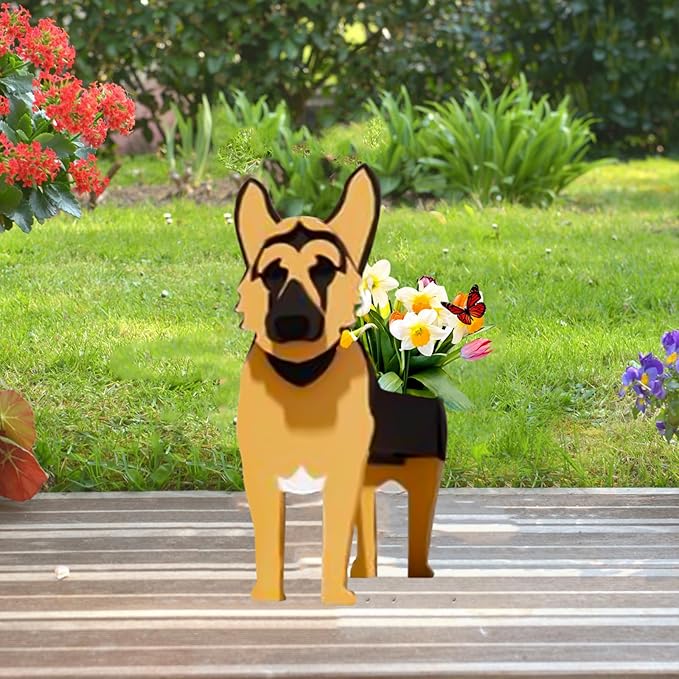 German Shepherd Dog Planter Plant Pots,Cute Garden Dog Flower Planter,Dog Planters Birthday Gifts for Women,Office,Indoor/Outdoor Decor(9.45 * 5.51 * 13.82in)