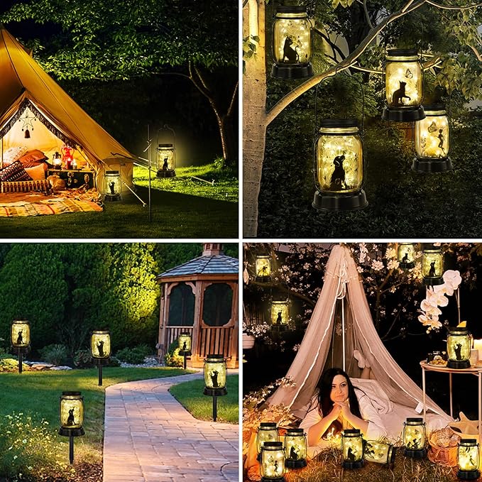 kyoryuger Solar Lanterns 5 Silhouette, Gifts for Women Mom Grandma, Unique Birthday Gifts Valentine's Day Gift, Cat Dog Hummingbird Butterfly Lanterns Gardening Gift