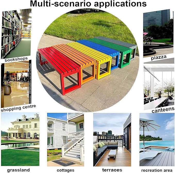 Weatherproof Metal Dining Bench, Outdoor Bench Backless Patio Bench 2-Person Farmhouse Bench Garden Bench for Kitchen, Living Room, Entryway(Blue,47in)