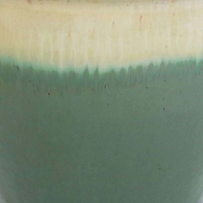 Sunnydaze Studio Large Ceramic Plant Pot - Round Outdoor Glazed Ceramic Planter Pot with Drainage - Gray - 18.5"