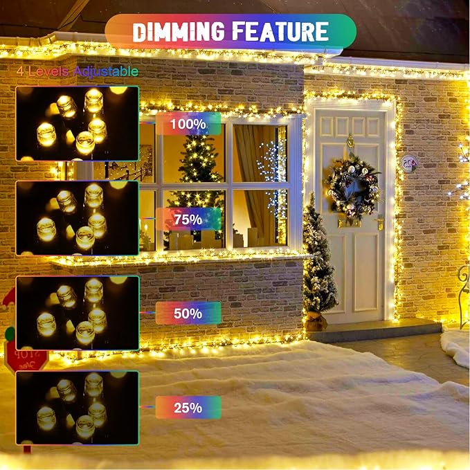 JMEXSUSS 2 Pack Warm White and Multicolor Solar Christmas Lights, Total 400 LED 151FT Color Changing Solar String Lights Outdoor Waterproof for Outside Yard Tree Xmas Christmas Decorations