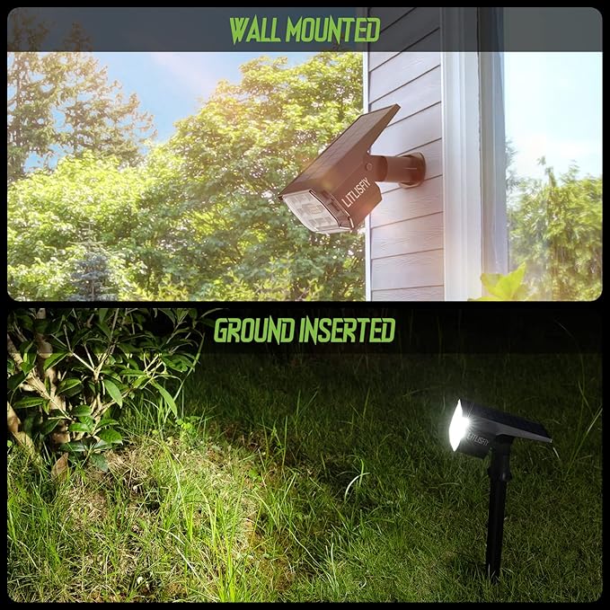 Solar Spot Lights Outdoor Landscape Lights, 50 LEDs Solar Spotlight Outdoor Auto On/Off with 3 Modes, IP67 Solar Outdoor Lights Waterproof Garden Light, 2-in-1 Solar Spotlight for Yard