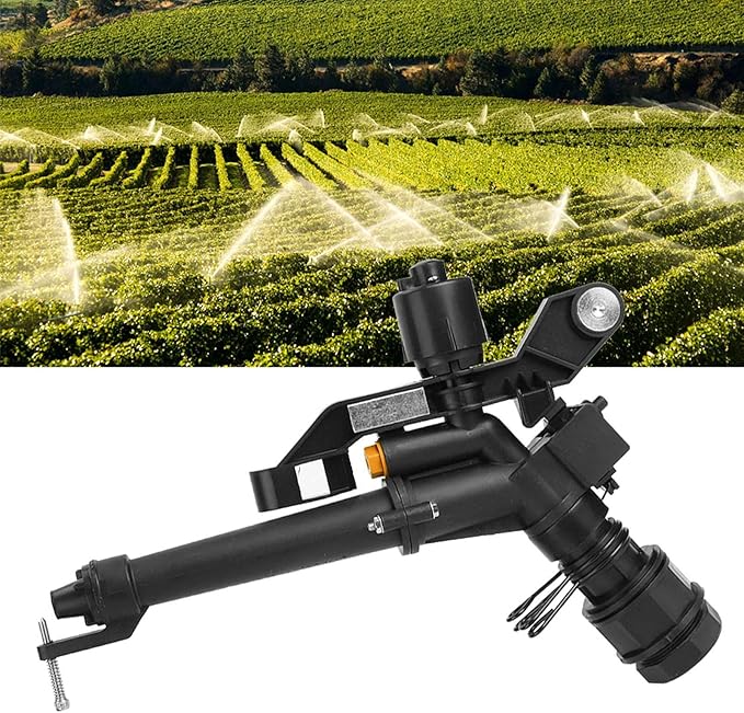 Rocking Arm Sprinkler, 1.5in to 1in DN25 Female Thread Adjustable 360 Degree Rotating Rocking Arm Impact Mini Sprinkler with Nozzle Set