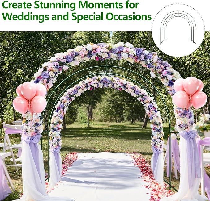 Large Garden Support Arch Frame for Climbing Plants, 9.85 x 7.05 x 7.22 ft Heavy Duty Plant Climbing Arbor Arch, Multi-Purpose Support Frame for Vines, Weddings & Backyard Decoration