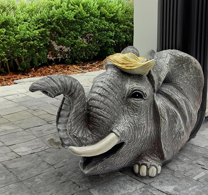 Teaeeno Elephant Decor Statue Gutter Downspout Extension Decorative,Animal Statue Outdoor Decor,3"×4" Rain Gutter Downspout Splash Block,Garden Splash Block Outdoor Sculpture,Rain Downspout Diverter