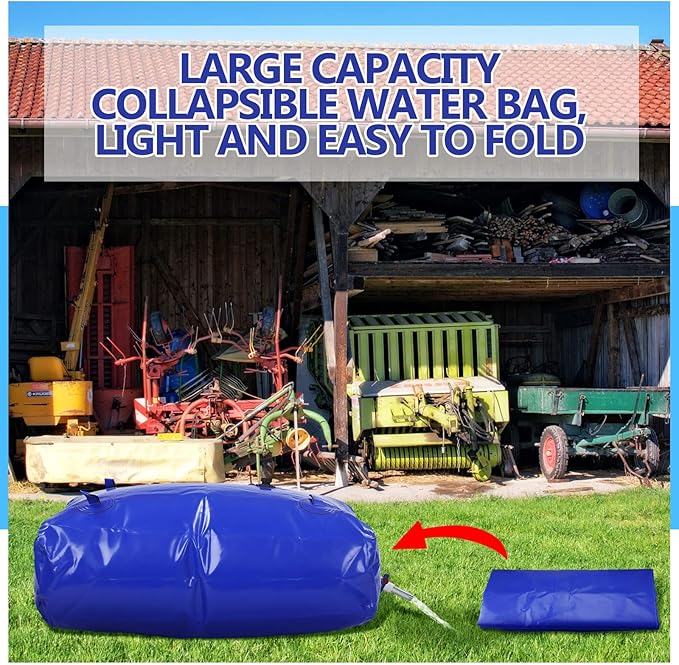 Kingdder Large Capacity Water Storage Bladder Emergency Water Bladder Tanks Foldable Storage Tank Portable Rainwater Bag for Drought Resistance Fire Protection Agricultural Irrigation(110L)
