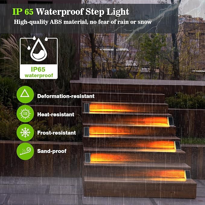 Motion Sensor Solar Step Lights Outdoor Waterproof, 8 Led Solar Stair Lights for Outside, Motion Detector Lights Solar Power for Pathway/Deck/Walkway/Drivway/Lawn/Garden(4PC)
