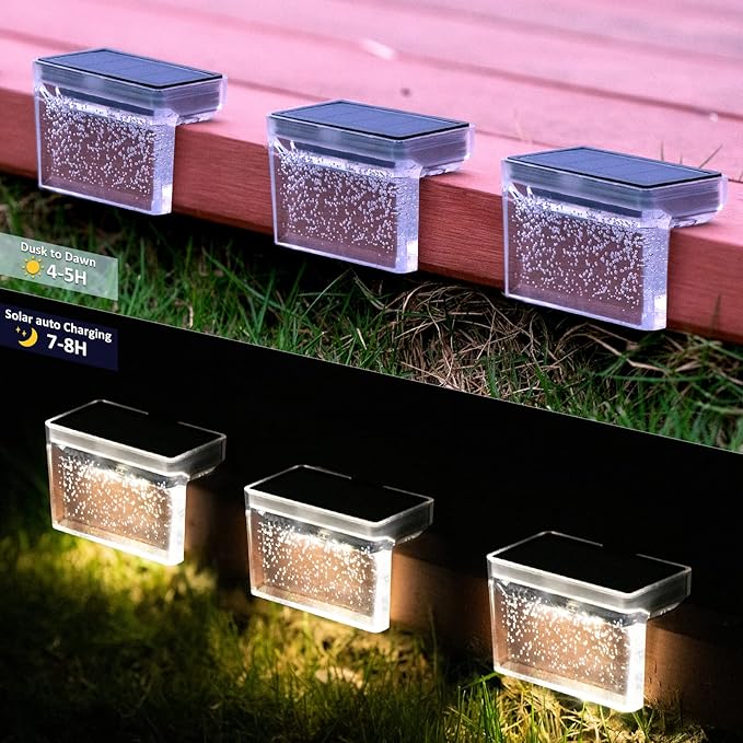 Solar Deck Lights Outdoor 16 Pack LED Step Fence Patio Wall Lights Garden Pathway Decoration Lighting, Accent Lighting (Warm White)