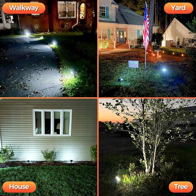 Solar Spot Lights Outdoor, 92 LEDs Landscape Lighting with 3 Lighting Modes and Auto On/Off, IP67 Waterproof Spotlights, Outdoor Solar Lights for Yard Garden, 8 Pack (Cool White)