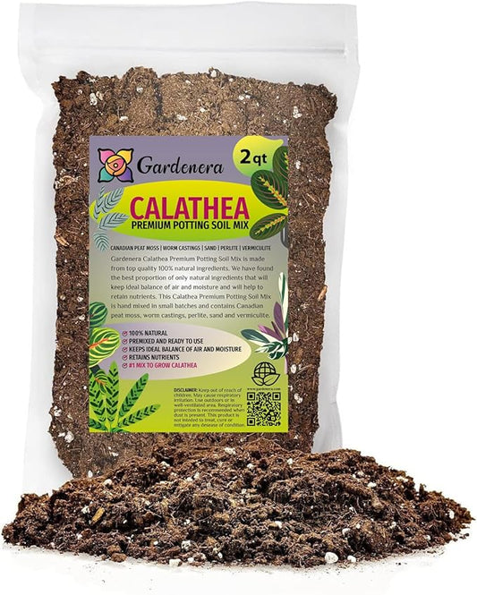 Elevate Your Space with Gardenera's Organic Potting Mix - Tailored for Thriving Calathea Plants and Captivating Leaves - 2 Quart