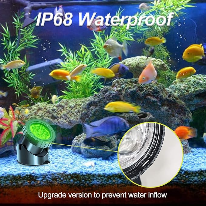 T-SUN Solar Pond Lights, 3 in 1 RGB Color Changing Underwater Pond Lights, Outdoor Waterproof LED Landscape Spotlights for Fish Tank Garden Yard Pool Pond Fountain Waterfall Decoration(3 Head Lamp)
