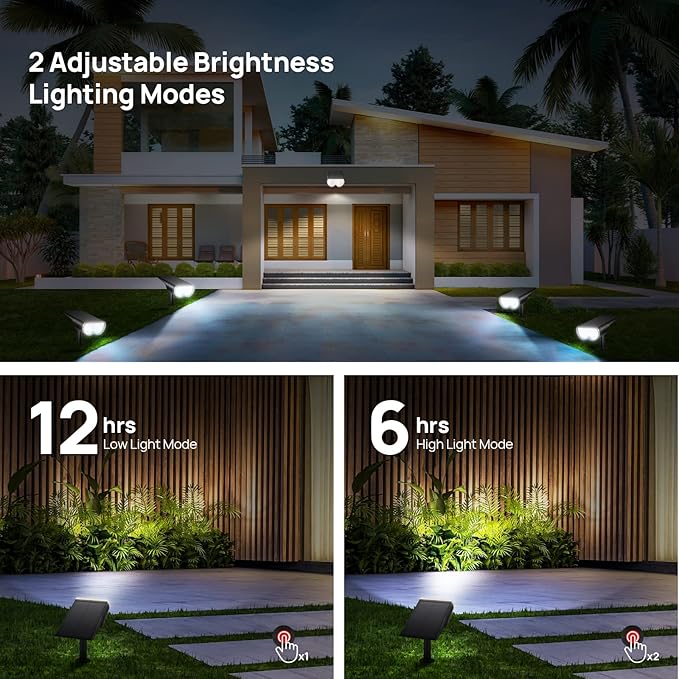 Solar Spot Lights Outdoor, Consciot 16 LEDs IP67 Waterproof Solar Outdoor Lights, Auto On/Off Solar Landscape Spotlights, 2-in-1 Adjustable Wall Lights for Garden Yard Pathway, 6 Pack (Cool White)