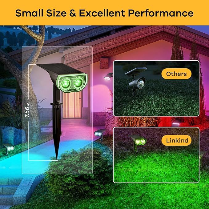 Linkind StarRayS Solar Lights Outdoor, Color Changing Solar Spot Lights Outdoor, IP67 Waterproof Colored Solar Lights for Garden, Yard, Landscape and Walkway, Multicolor, 6 Pack
