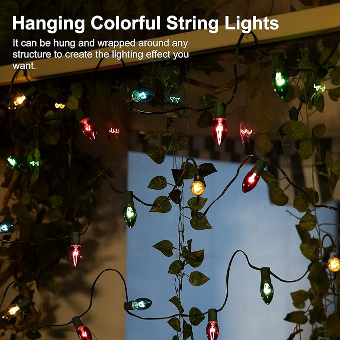 Christmas Pathway Lights Outdoor - 24.2ft Multicolor Walkway With Stakes, C9 Driveway for Outside Yard Garden, Extendable Xmas Holiday Decorations, 20 Lights