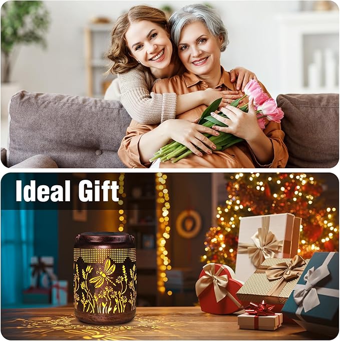 pearlstar Solar Lanterns Outdoor Waterproof Hanging Solar Lights Metal Dragonfly Gifts for Women Mom Grandma Decor for Garden Yard Patio Balcony Path