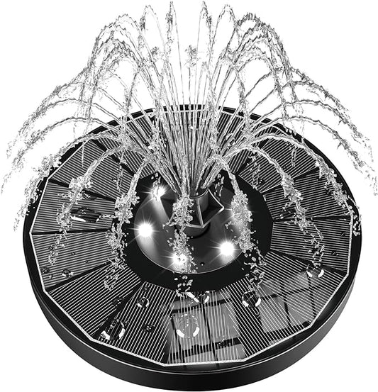 SZMP Solar Water Fountain Upgraded 100% Glass Panel, 3.5W Solar Powered Fountains Built-in 2000 Battery with 7 Nozzle & 4 Fixer, Solar Fountain Pump for Bird Baths, Pond, Outdoor (White)