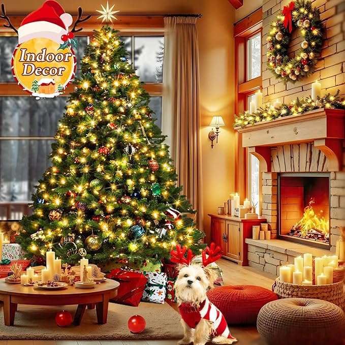 KNONEW 197FT 500 LED Christmas Lights Outdoor String Lights 8 Modes & Memory Fairy Light Plug in Waterproof LED String Lights for Xmas Yard Tree Wedding Party Holiday Decorations (Warm White)