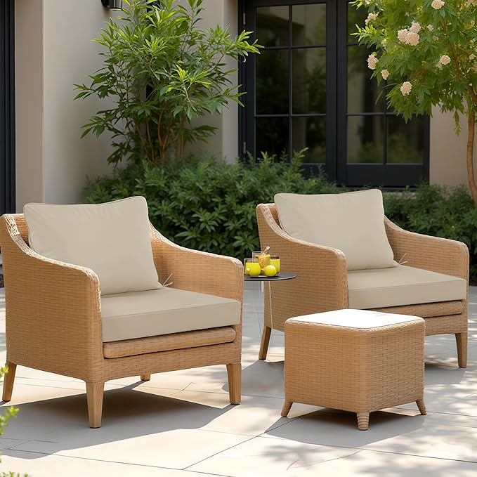 22"x22" Outdoor Cushion for Patio Furniture – Water-Repellent & Fade-Resistant Patio Chair Cushion for Garden, Deck, or Porch – Cream