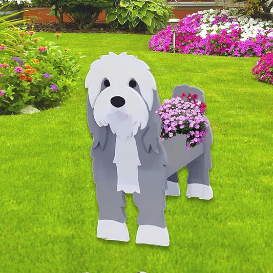 Baba Collie Dog Planter Plant Pots,Cute Garden Dog Flower Planter,Dog Planters Birthday Gifts for Women,Office,Indoor/Outdoor Decor（9.45in*5.98 * 13.54in）