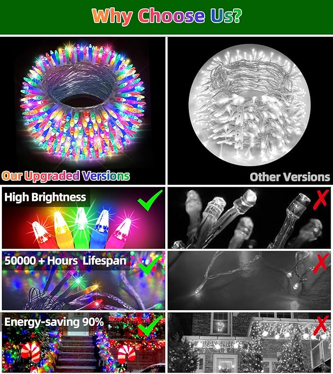 750 LED 246FT Christmas Lights Outdoor, Super Long Waterproof Christmas String Lights with 8 Modes, Christmas Tree Lights with Timer Memory for Fence Garden Xmas Wedding Party Decor Multicolor