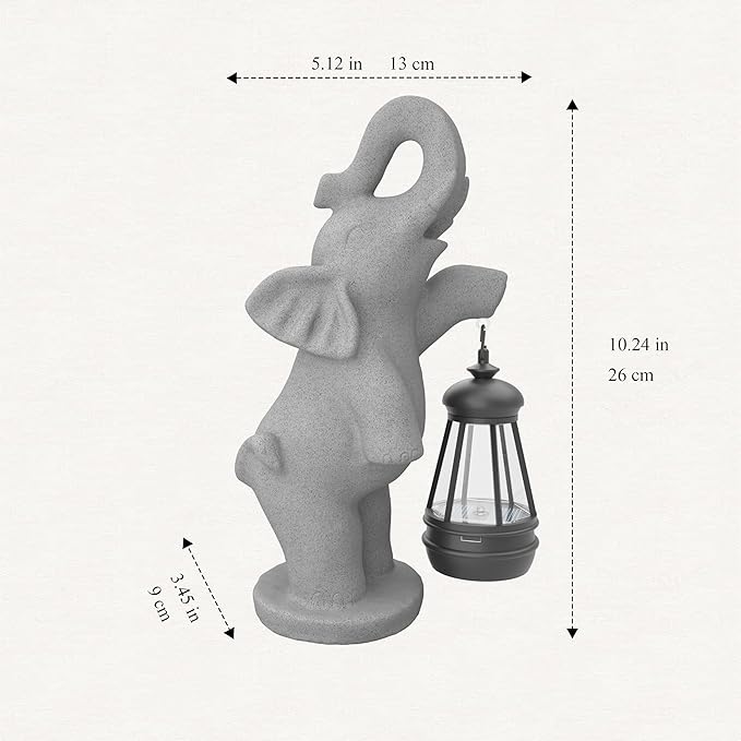 Solar Garden Statue 10 Inch Elephant Decor for Outside Yard Decoration Outdoor Unique Housewarming Gardening Birthday Gifts for Women Grandma
