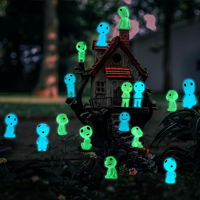 20Pcs Glow in The Dark Tree Elves, Fairy Garden Accessories, Mini Luminous Ghost Gnomes, Miniature Landscape Decorations, Lawn Yard Patio Plant Decor, Terrarium Kit, Gift