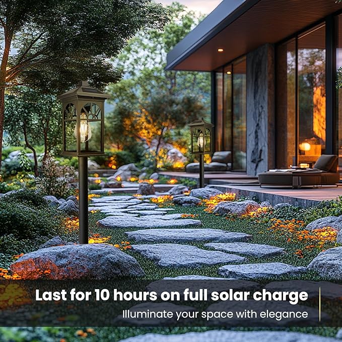 31" Solar Pathway Lights Outdoor, Black Aluminum Bollard Lighting with Remote Control - Dusk to Dawn LED Post Light, IP44 Waterproof for Lawn, Patio, Driveway & Backyard Decor (Bulb Included)