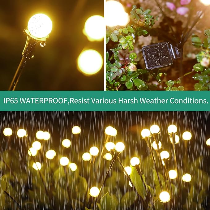 Solar Lights Outdoor Waterproof, 4 Packs 32LED, Solar Garden Lights, Patio Lights, Garden Decor, Patio Decor, Firefly Lights Solar Outdoor, Unique Gifts for Women, Gifts for Grandma