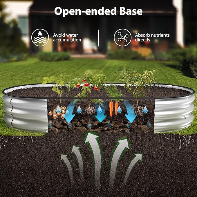 Raised Garden Bed Kit, 6x3x1 ft Galvanized Planter Box Outdoor with Safety Edging, Large Metal Raised Beds for Gardening Vegetables Flower Herb (Silver)