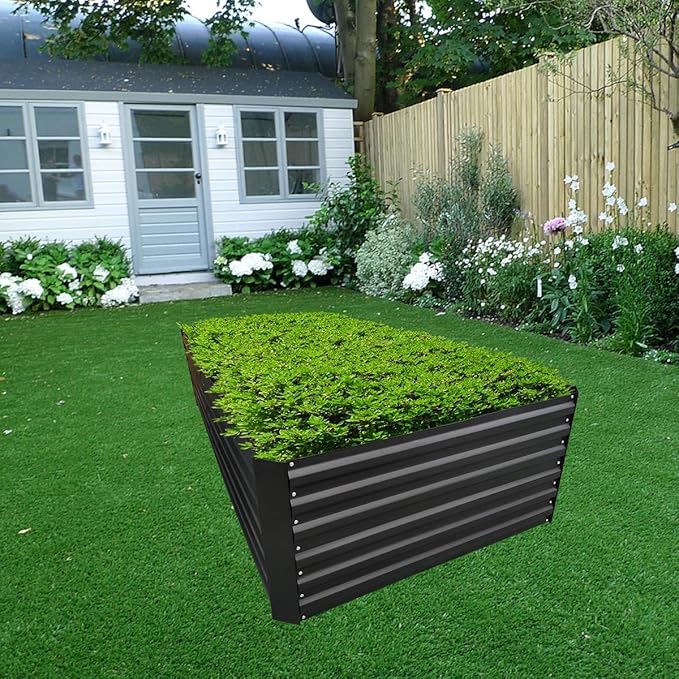 8x2x2FT Metal Raised Garden Bed Kit, Galvanized Outdoor Garden Bed Planter Box for Vegetables, Flowers, Herbs, Succulents and More, Black