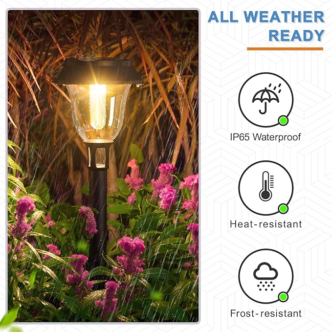VOLISUN Solar Pathway Lights, 6 Pack LED Solar Lights Outdoor Waterproof,3200K Landscape Lighting,2 Brightness Mode Solar Path Lights,Landscape Lights,Solar Garden Lights for Yard Walkway Driveway
