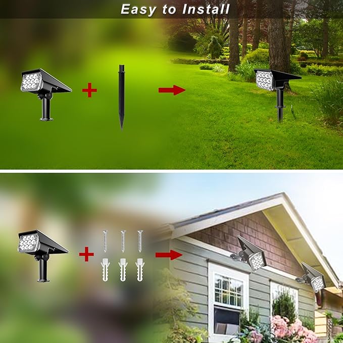 Green Solar Spot Lights Outdoor, St. Patrick's Day Decor Lights with IP65 Waterproof 20 LEDs Solar Landscape Spotlights for Garden Path Yard Holiday Christmas 4 Pack