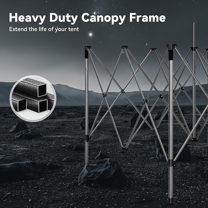 COBIZI 10x15 Pop up Canopy Tent Heavy Duty with 4 Sidewalls, Easy Set-up Commercial Outdoor Party Tent, 100% Waterproof Wedding Canopy Gazebo, 3 Height Adjustable with Handbag, Black