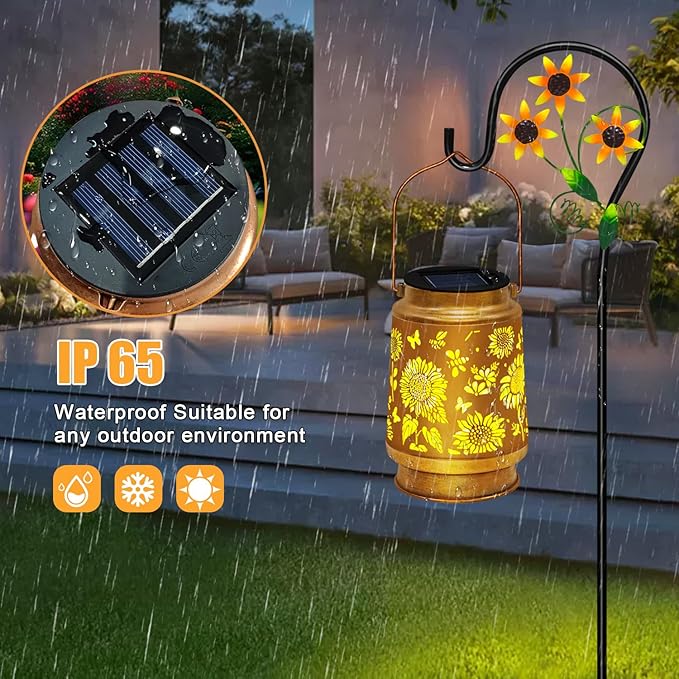 TEDOF Solar Lanterns Outdoor Waterproof,Sunflower Gifts for Women Gifts for Mom Women Grandma Decoration Outside for Yard, Patio,Backyard,Porch