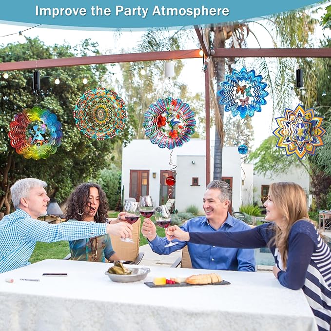 3D Wind Spinner Starry Sky Mandala Wind Spinners Outdoor, Laser Cut Metal Hanging Wind Sculptures, Kinetic Whirling Art Ornament Outside Garden Decoration Yard Decor, Meaningful Gift Ideas