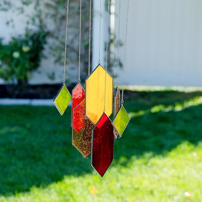 Stained Glass Window Hanging from Son Sun Catchers Wall Hanging Window Decor Sunset Glow Stain Glass Handcrafted Preassembled Vivid Real Stained Glass Art Sun Catcher
