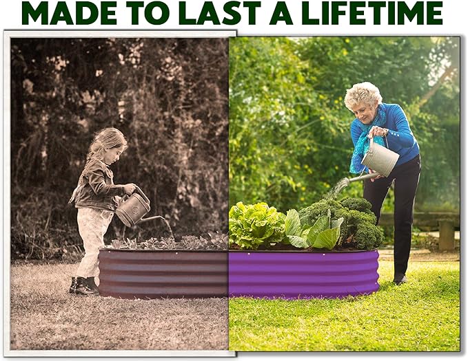 Galvanized Raised Garden Beds Outdoor // 4×2×1 ft (2-Pack) Planter Raised Beds for Gardening, Vegetables, Flowers // Large Metal Garden Box (Purple) // Patented Tool-Free Design