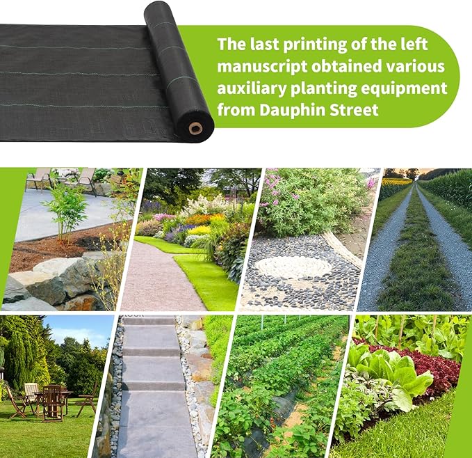 3x100ft 3.2OZ, Weed Barrier Landscape Fabric Heavy Duty, Woven Weed Control Fabric, High Permeability Good for Flower Bed, Geotextile Fabric Underlayment, Driveway (3ft*100ft)