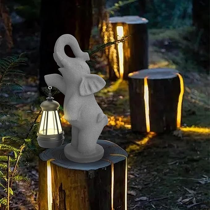 Solar Garden Statue 10 Inch Elephant Decor for Outside Yard Decoration Outdoor Unique Housewarming Gardening Birthday Gifts for Women Grandma