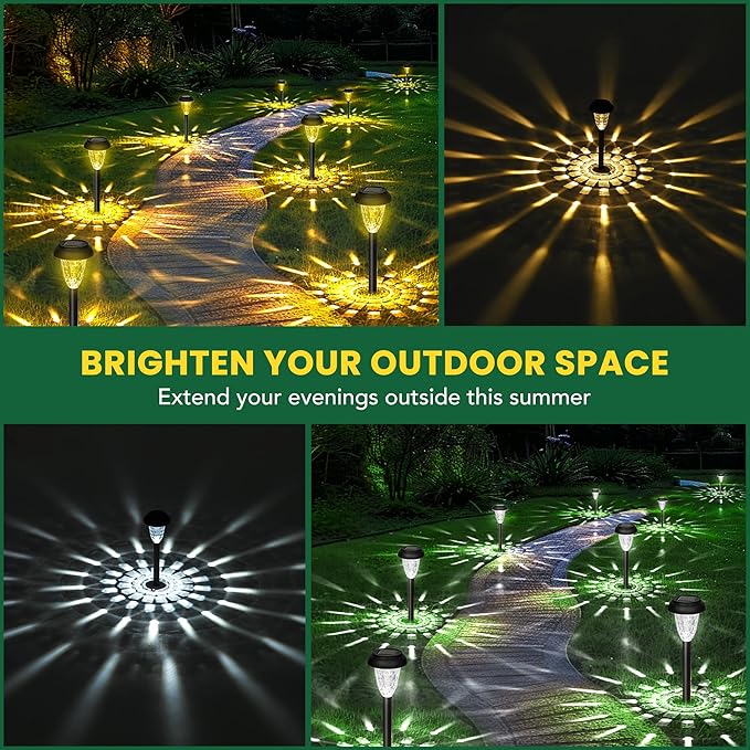 GIGALUMI 12 Pack Solar Lights Outdoor Waterproof, Cool White Pathway Lights Solar Powered, Landscape Lighting, Solar Garden Lights for Decor, Patio, Garden, Yard, Pathways, Walkways