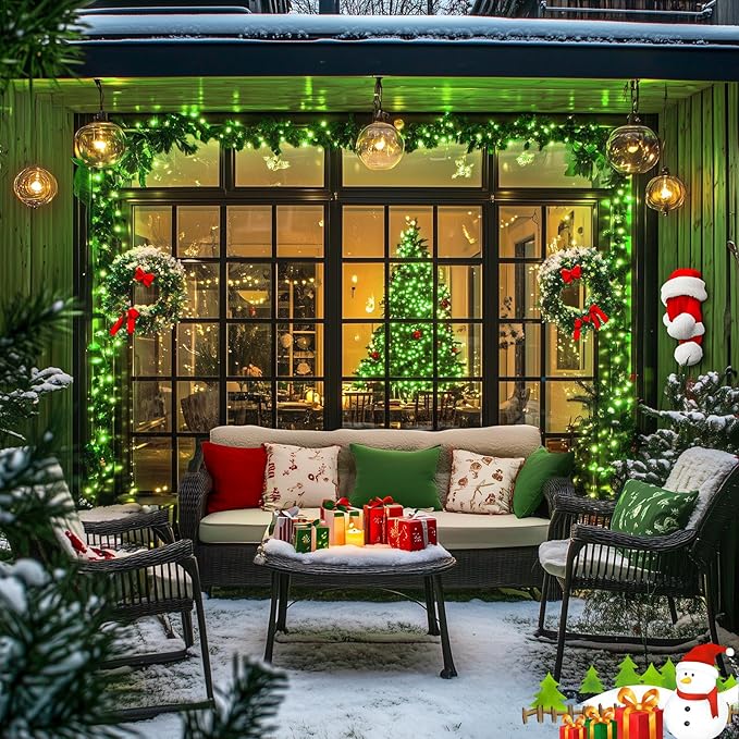 JMEXSUSS 250 LED Green String Lights - 91.5ft St Patricks Day Lights Outdoor Waterproof, 8 Lighting Modes, Connectable Christmas Tree Light for Yard Patio Party Halloween Christmas Decorations