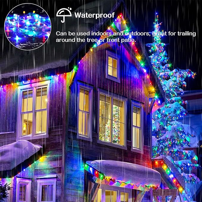 Christmas Lights Outdoor, 800LED 330FT Multicolor String Lights 8 Modes Timer Plug in Waterproof Indoor Outdoor Christmas Lights for Christmas Wedding Garden Yard Party Tree Decoration