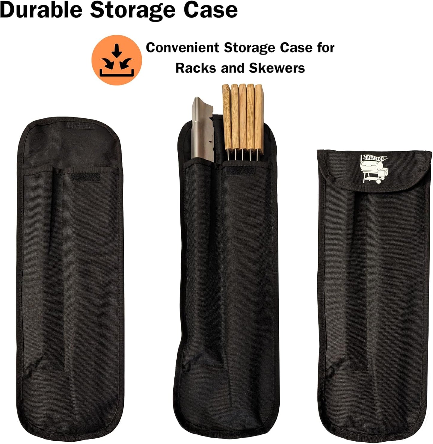 Stainless Steel Kebab Sword Grill Skewers, Holder Racks and Case Set - Great for Shish Kabob, BBQ, Kebobs, Churrasco, Picanha, Brazilian BBQ Sword Skewers, Roasting Sticks