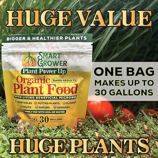 Organic Plant Food with Beneficial Microbes, Fast Acting Vegan Fertilizer for Vegetable Garden, Outdoor & Indoor Plant Fertilizer, Miracle Growth for Plants Concentrated Value 125GR Makes 30 gallons