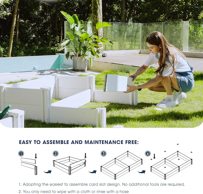 PASAMIC Durable Vinyl Raised Garden Bed, 6x3x1ft Raised Bed for Gardening, Planter Box with Open Bottom, Raised Garden Bed Outdoor, DIY Above Ground Garden Bed for Fruit, Vegetables, Herbs