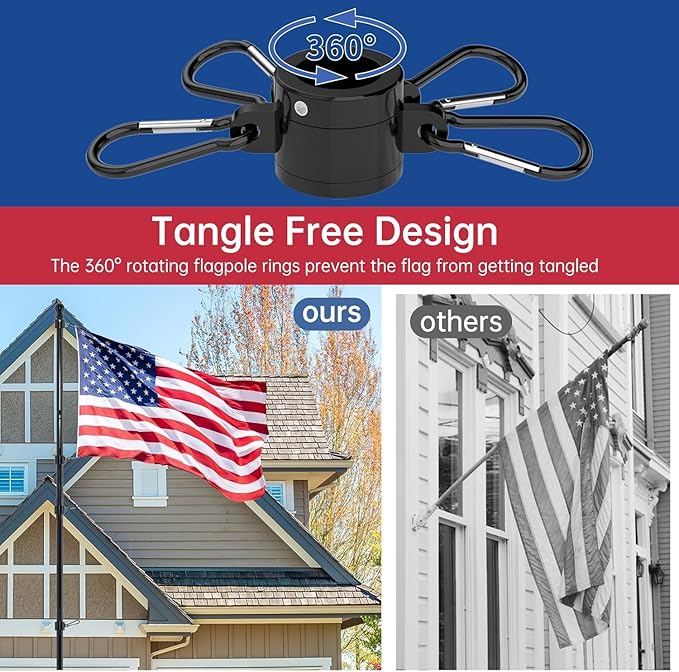 ZMTECH 10 FT Flag Pole in Ground, Heavy Duty Flag Pole Holder for Outside House with 5 Pronges Base, Extra Thick Flag Pole Kit for Yard Outdoor Garden Decor Residential Commerical(1 Pack,without Flag)