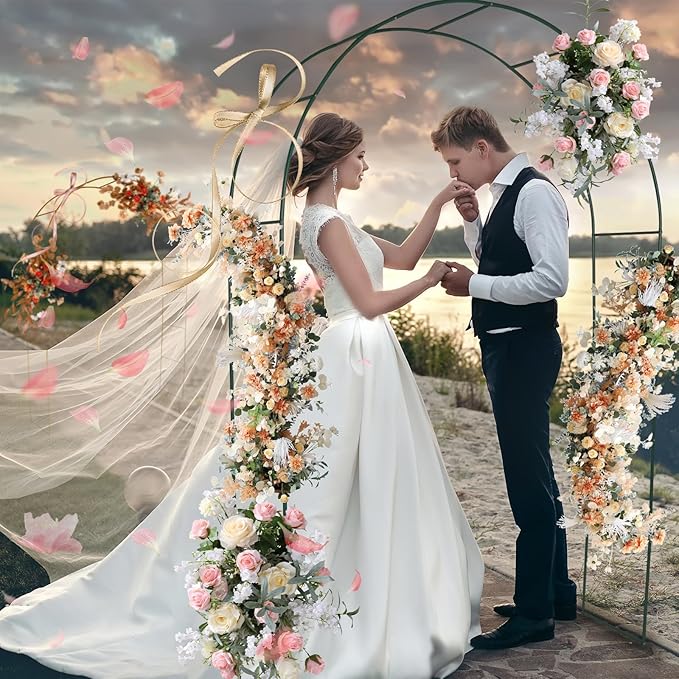 Tytroy Reconfigurable & Easy-to-Assemble Metal Outdoor & Indoor 7'6" Garden or Wedding Arch Arbor for Wedding Bridal Party Elegant Decorations & Garden Climbing Plants Vines (Green 1PC)