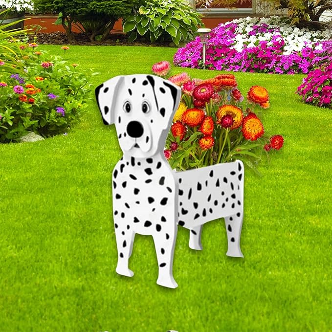 Dalmatian Dog Planter Plant Pots,Cute Garden Dog Flower Planter,Dog Planters Birthday Gifts for Women,Office,Indoor/Outdoor Decor（9.45 * 5.91 * 13.35in）