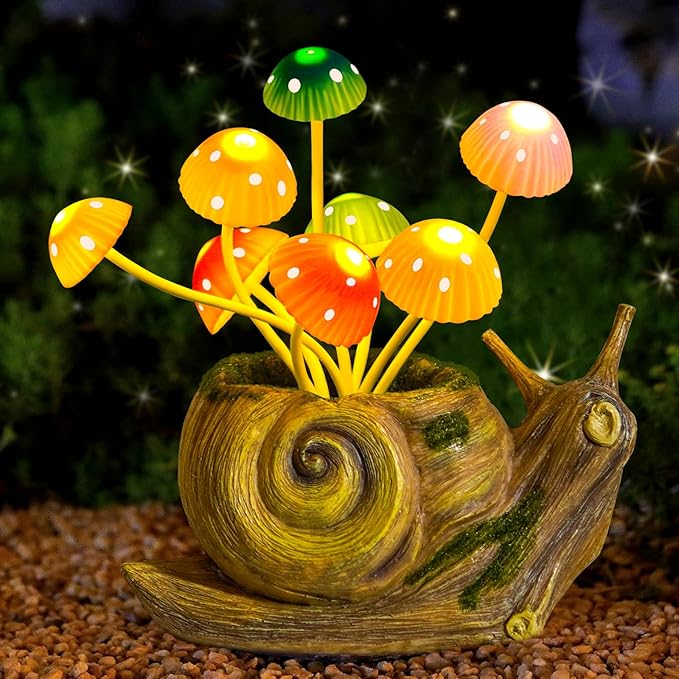 Solar Lights Outdoor Fairy Garden Accessories, Snail Statues Garden Decor for Outside, Gifts for Mother's Day Yard Decorations Patio Lawn Porch Balcony, Unique Housewarming Gifts for Women Mom Grandma